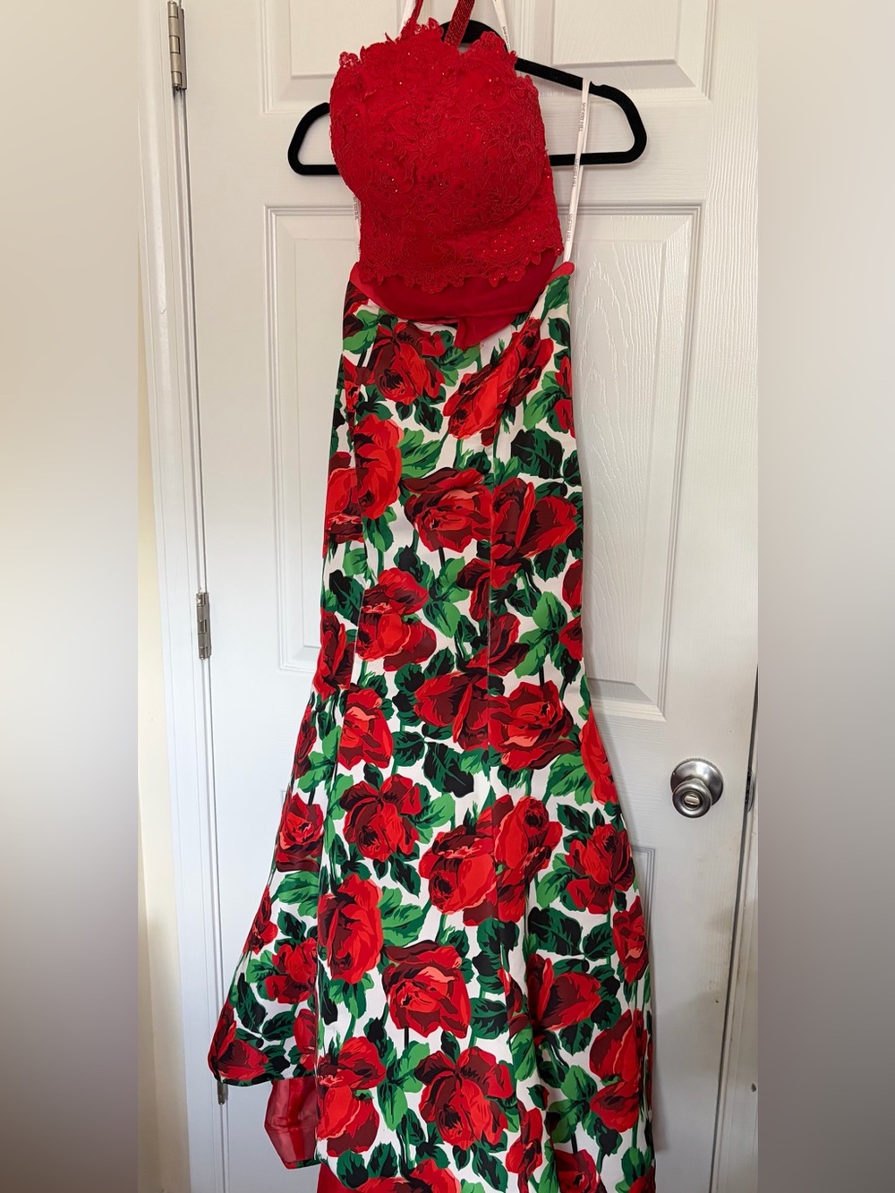 Sherri Hill Red Two-Piece Floral Prom Dress